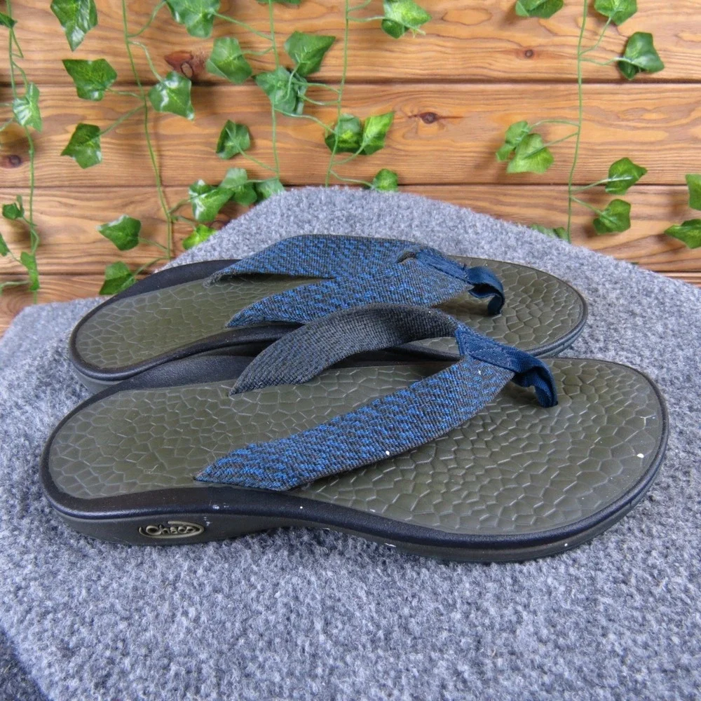 Chaco Flip EcoTread Men's 8 Blue Olive Textile Outdoor‎ Sandals Lightweight